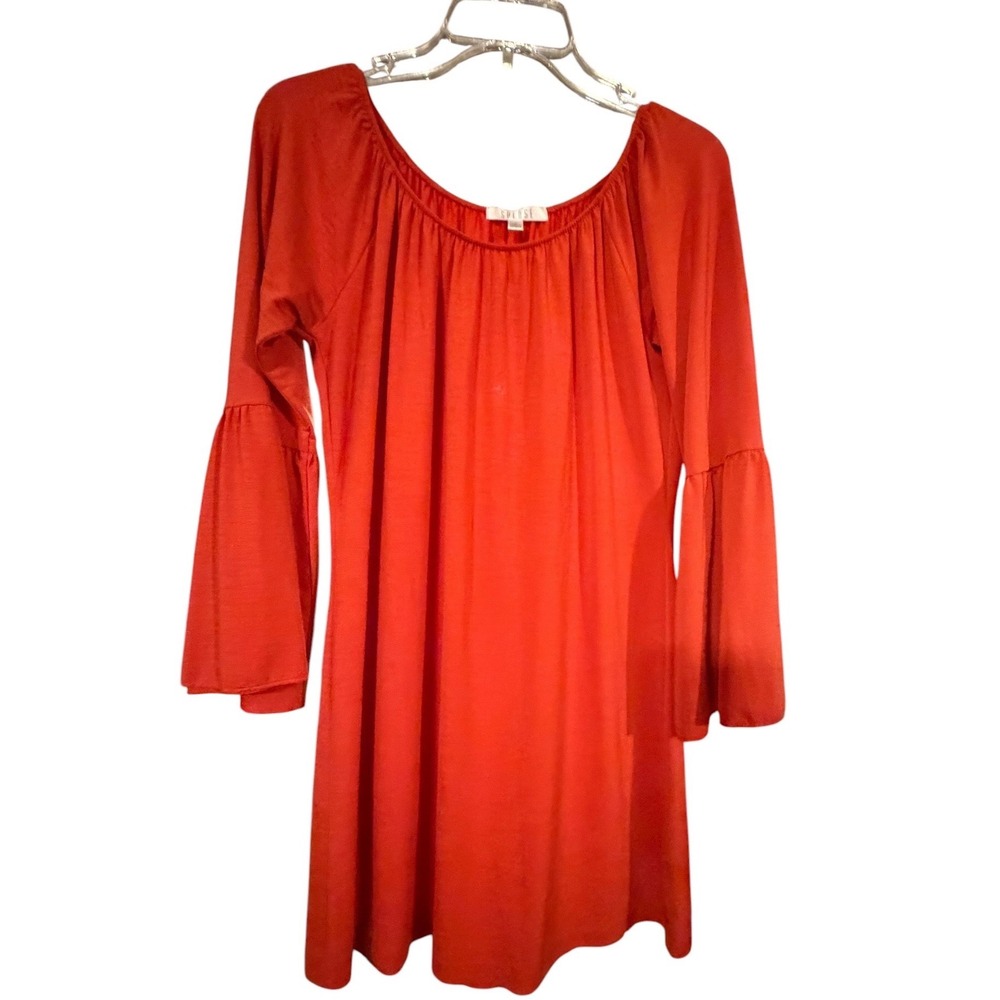Spense Womens Burnt Orange Bell Sleeve Off Shoulder Boho Blouse Top Size M - Picture 2 of 11